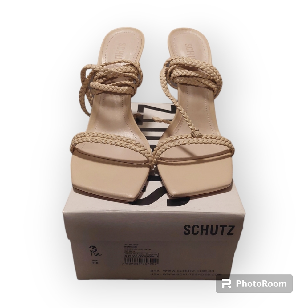 Schutz Jada Braided Sandals Egg Shell 11B NWT